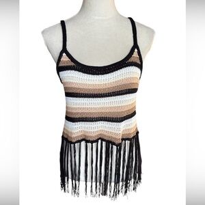 FCT with Love multicoloured crochet tank top with fringe
